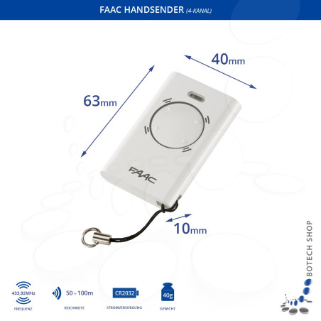 Handsender FAAC XT4 433 SLH LR weiß Handsender FAAC XT4 433 SLH LR weiß