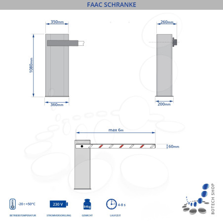 Hydraulische Schranke FAAC 640 mit Schrankenbaum 6 m