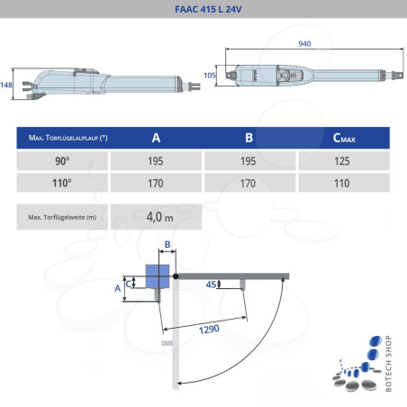 Drehtorantrieb FAAC 415 L 24V/2 (Set M)