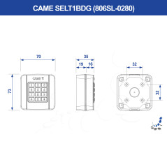 CAME SELT1BDG (806SL-0280) Codetastatur – Aufputz, 12 Tasten, IP54