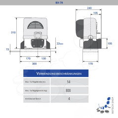 Einzelantrieb für Schiebetor CAME BX 78 230V