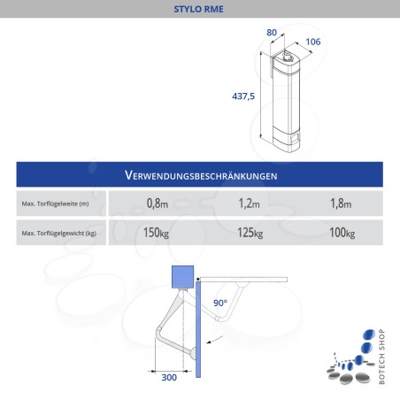 Drehtorantrieb CAME STYLO-ME mit dem Gelenkarm STYLO-BS