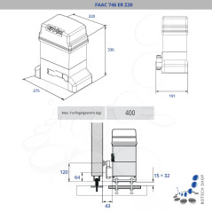 Einzelantrieb für Schiebetor FAAC 746 ER Z20 230V (109773)