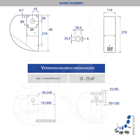 Set Garagentorantrieb NICE SUMO SU2000V