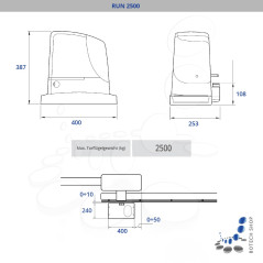 Schiebetorantrieb NICE RUN 2500P (Set XL)