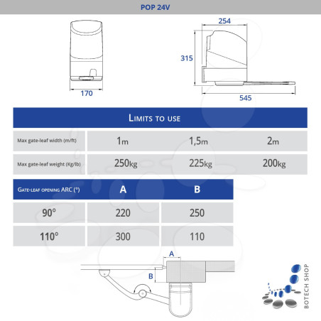 Drehtorantrieb NICE POP 7224 ohne Steuerung